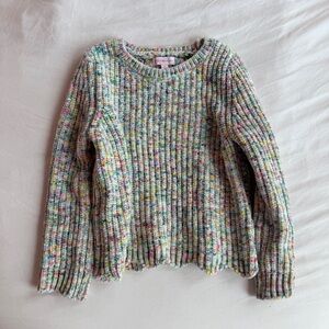 Girls Chenille Speckled Rainbow Sweater (Size 6)